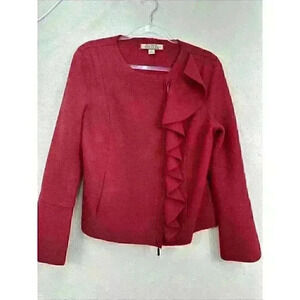 💥Beyond Threads Women's Sz S Alpaca Wool Blazer Jacket Made in Peru Red Felt SC1